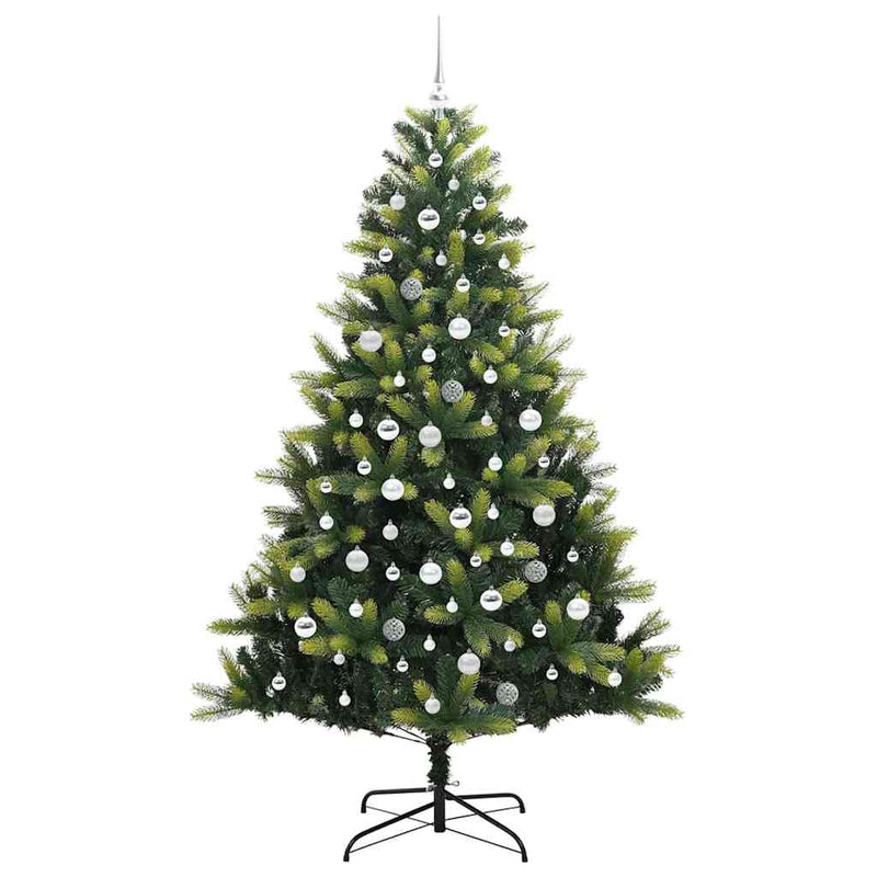 vidaXL Műanyag Csuklós Karácsonyfán 300 LED-del Zöld 210 cm PVC és PE