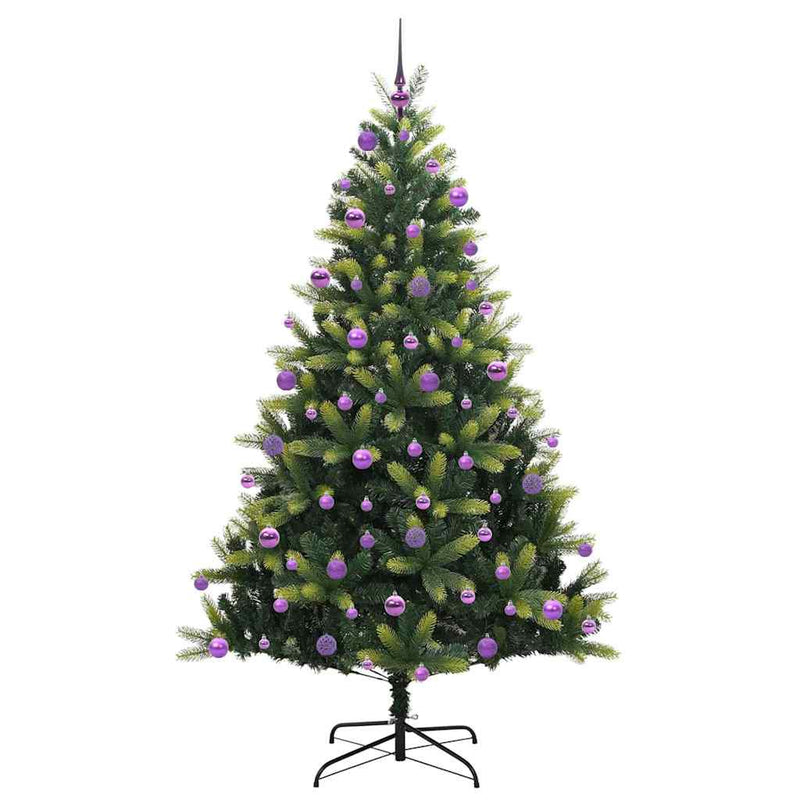 vidaXL Műanyag Zsanéros Karácsonyfá 300 LED-del Zöld 210 cm PVC és PE