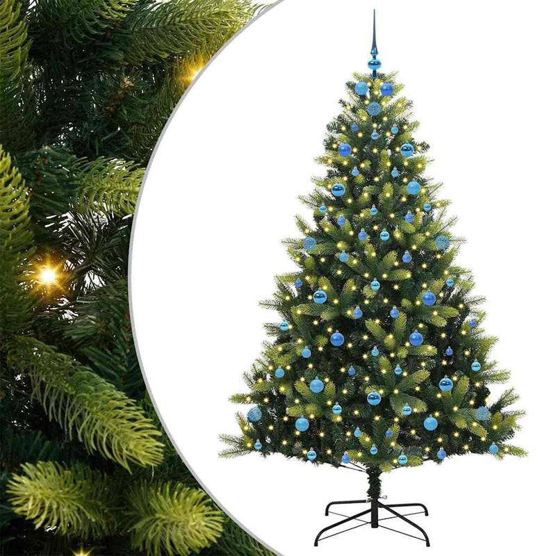 vidaXL Műanyag Hajtogatós Karácsonyfa 300 LED-del Zöld 210 cm