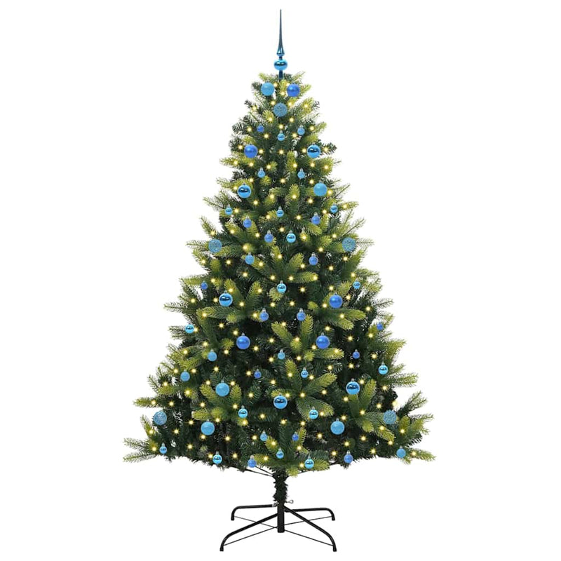 vidaXL Műanyag Hajtogatós Karácsonyfa 300 LED-del Zöld 210 cm