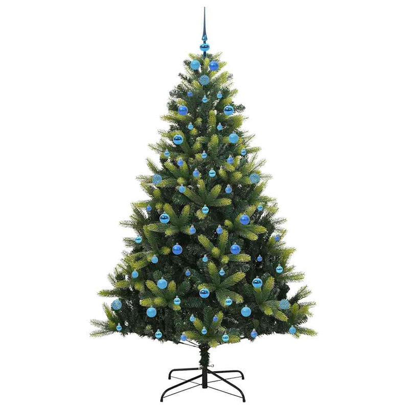 vidaXL Műanyag Hajtogatós Karácsonyfa 300 LED-del Zöld 210 cm