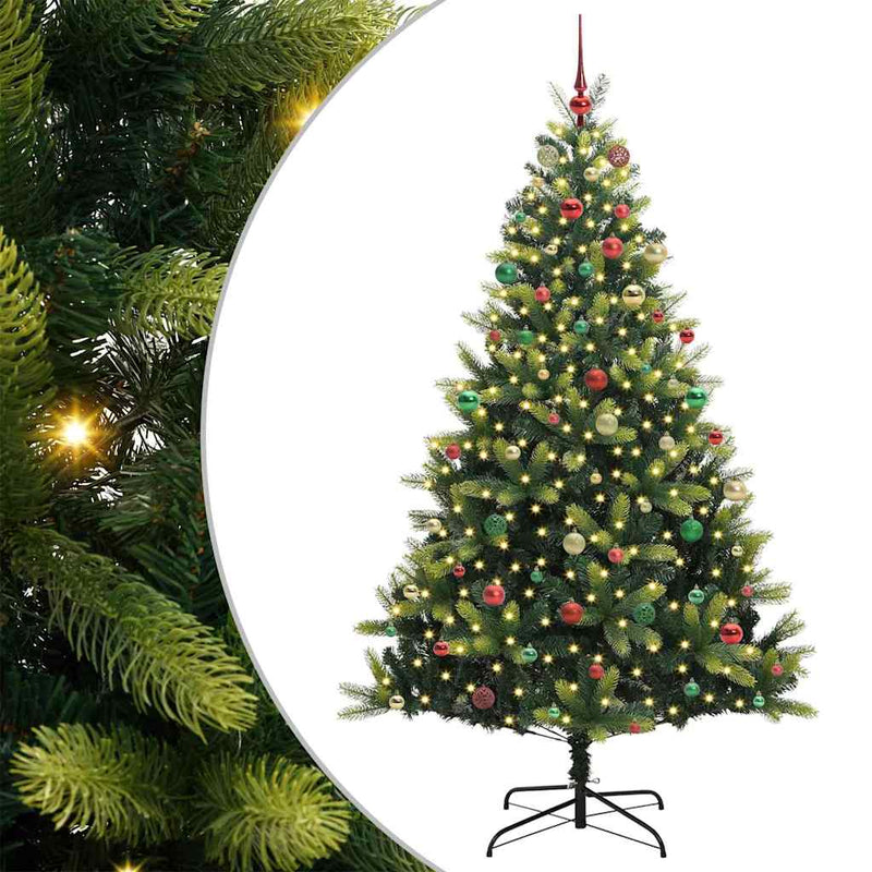 vidaXL Mesterséges Hajlított Karácsonyfa 300 LED-del Zöld 210 cm