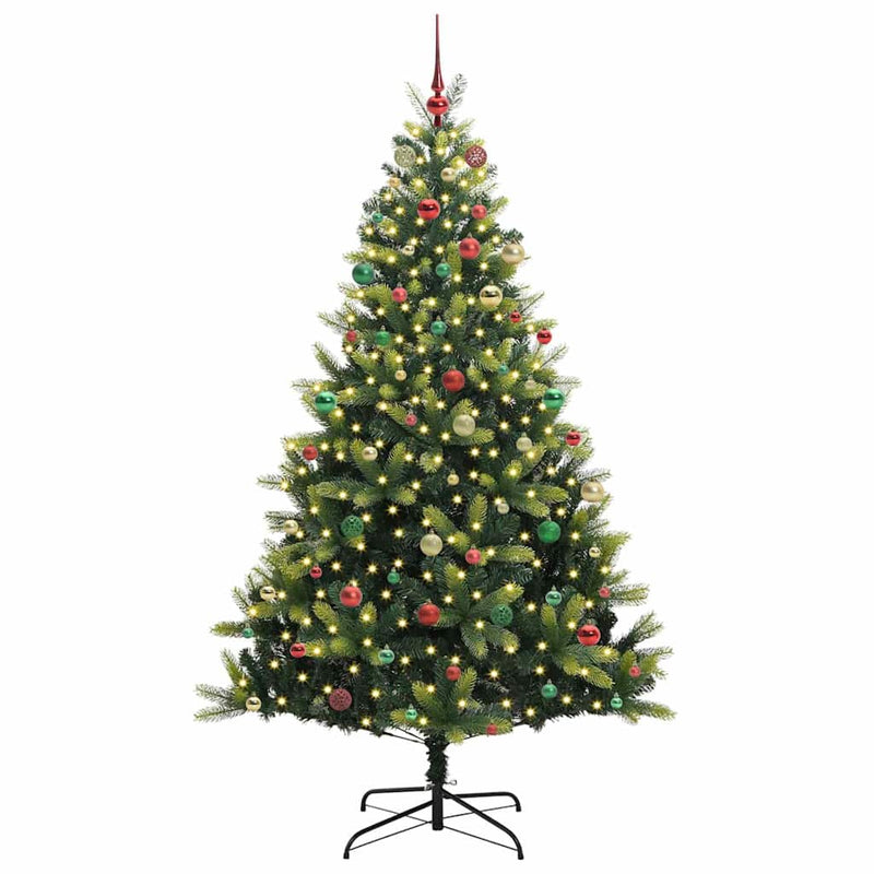 vidaXL Mesterséges Hajlított Karácsonyfa 300 LED-del Zöld 210 cm