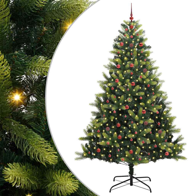 vidaXL Mesterséges Hinged Karácsonyfa 300 LED-del Zöld 240 cm