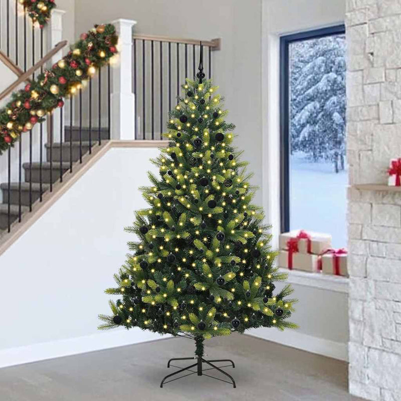 vidaXL Mesterséges Hajlítható Karácsonyi Fa 300 LED-del Zöld 240 cm