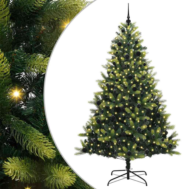 vidaXL Mesterséges Hajlítható Karácsonyi Fa 300 LED-del Zöld 240 cm