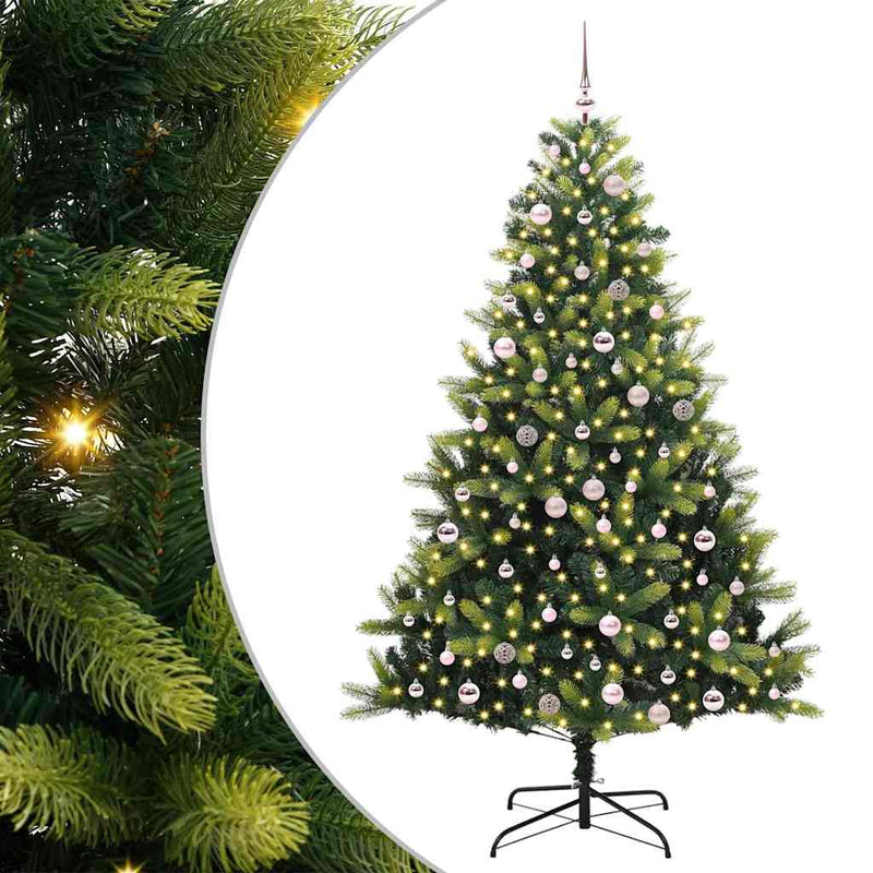 vidaXL Mesterséges, hajlékony karácsonyfá 300 LED lámpával Zöld 240 cm