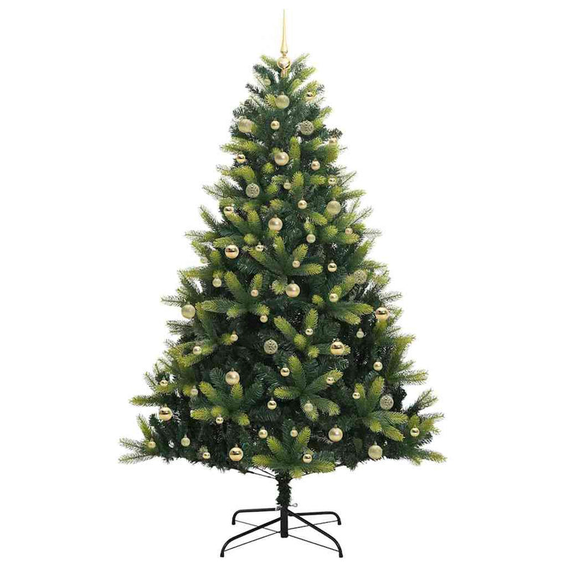 vidaXL Műanyag Hingált Karácsonyfa 300 LED-del Zöld 240 cm PVC és PE