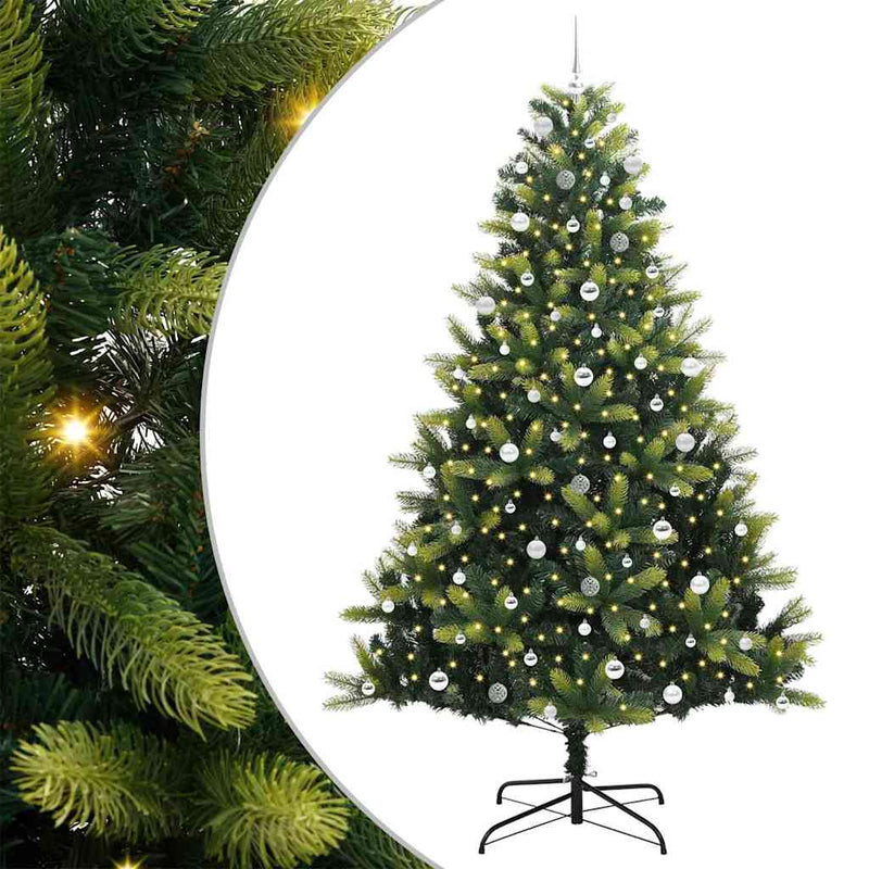 vidaXL Műfenyő Hinge 300 LED-del Zöld 240 cm PVC és PE