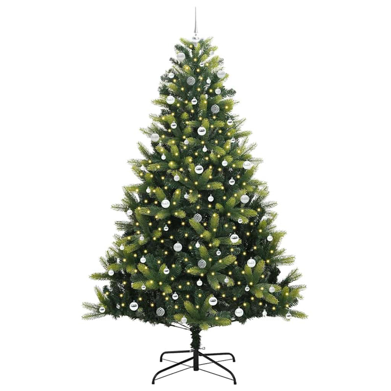 vidaXL Műfenyő Hinge 300 LED-del Zöld 240 cm PVC és PE