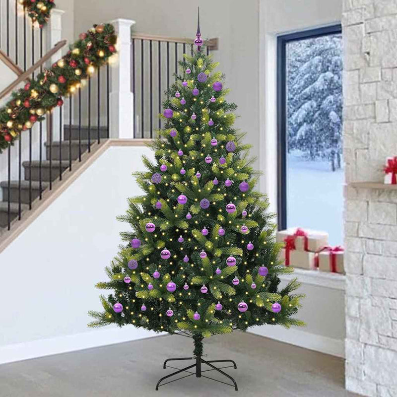 vidaXL Műanyag Hajtogatható Karácsonyfa 300 LED-del Zöld 240 cm