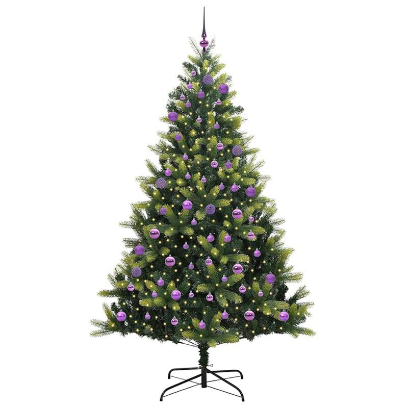 vidaXL Műanyag Hajtogatható Karácsonyfa 300 LED-del Zöld 240 cm