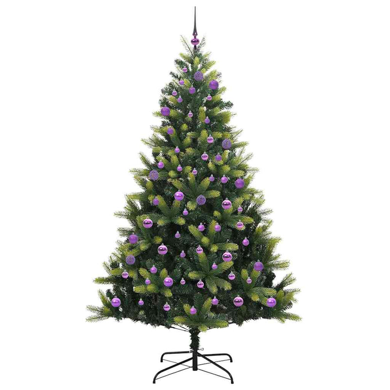 vidaXL Műanyag Hajtogatható Karácsonyfa 300 LED-del Zöld 240 cm
