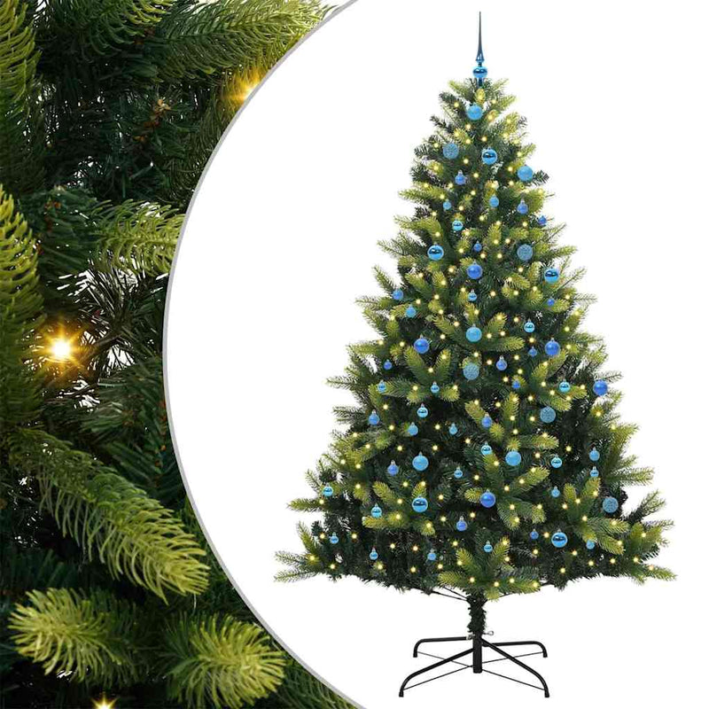 vidaXL Mesterséges Hingált Karácsonyfa 300 LED-del Zöld 240 cm