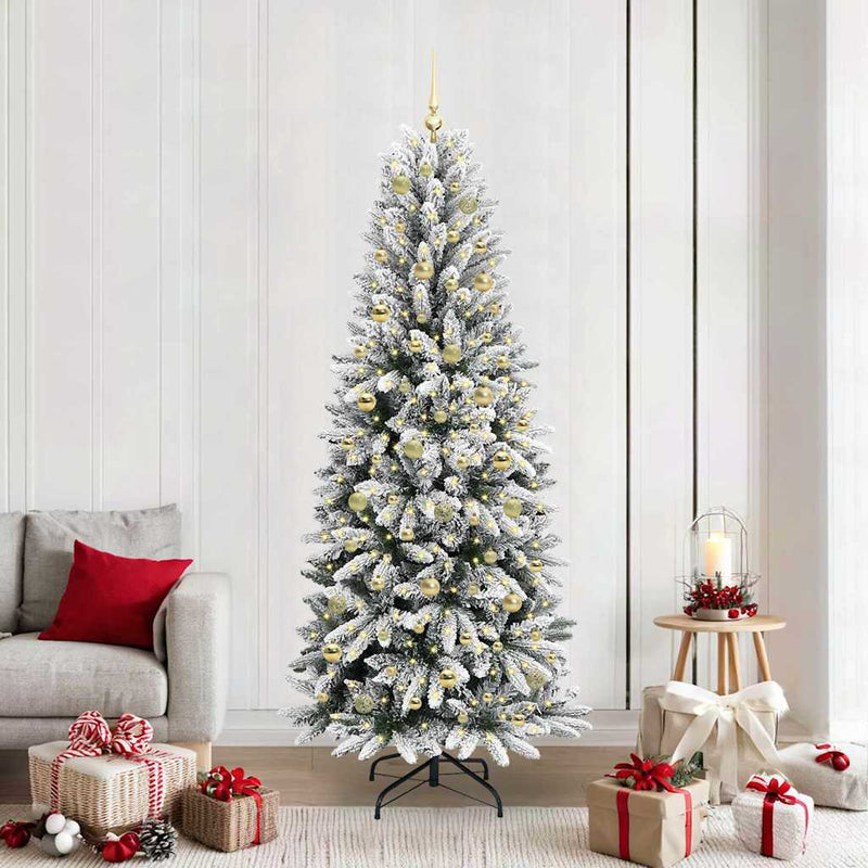 vidaXL Mű karácsonyfa 300 LED-del állvánnyal Fehér 78 x 78 x 210 cm