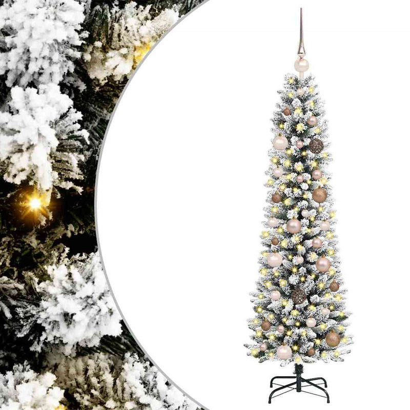 vidaXL Mű karácsonyfa 150 LED-del Fehér 150 cm PVC és Fém és Műanyag
