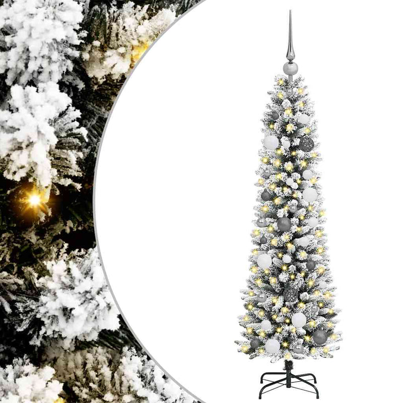 vidaXL Mű karácsonyfa 150 LED-del Fehér 150 cm PVC és Fém és Műanyag