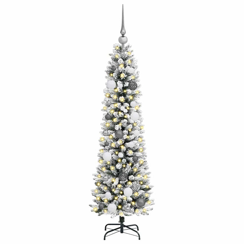 vidaXL Mű karácsonyfa 150 LED-del Fehér 150 cm PVC és Fém és Műanyag