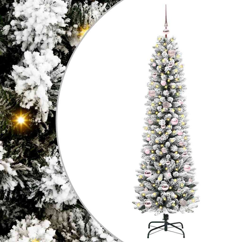 vidaXL Mű karácsonyfa Zöld és fehér 150 cm PVC és Fém és Műanyag