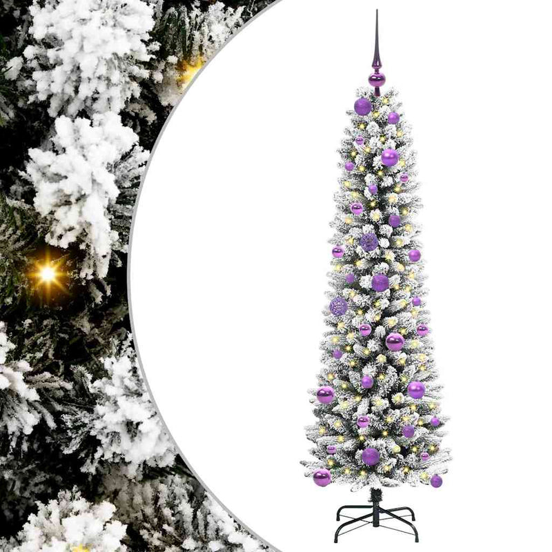 vidaXL Mű karácsonyfa Zöld és fehér 150 cm PVC és Fém és Műanyag
