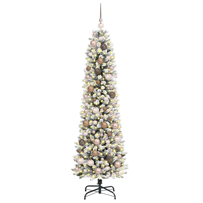 vidaXL Mű karácsonyfa 300 LED-del Fehér 180 cm PVC és Fém és Műanyag