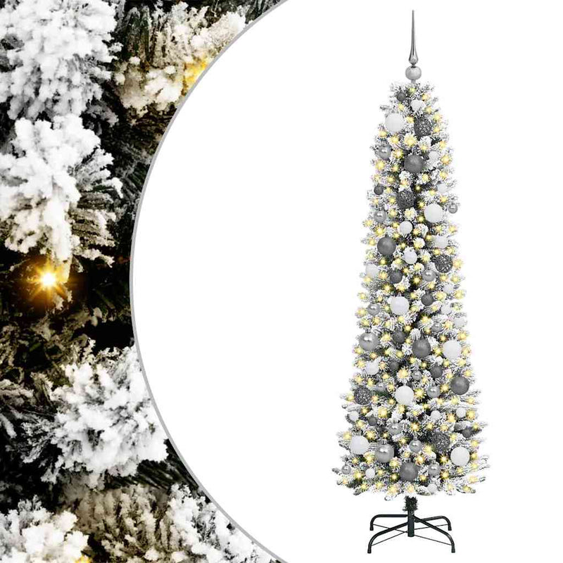 vidaXL Mű karácsonyfa 300 LED-del Fehér 180 cm PVC és Fém és Műanyag