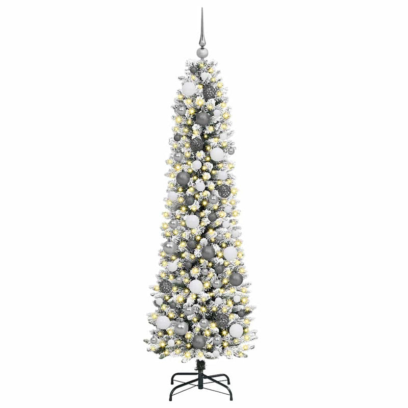 vidaXL Mű karácsonyfa 300 LED-del Fehér 180 cm PVC és Fém és Műanyag