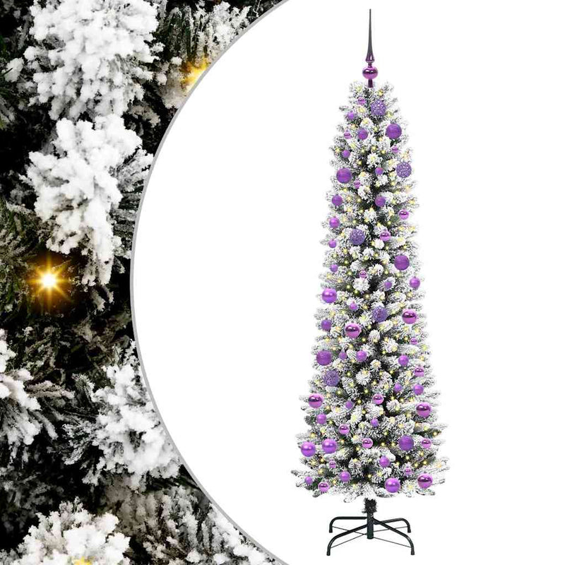 vidaXL Mű karácsonyfa Zöld és fehér 180 cm PVC és Fém és Műanyag
