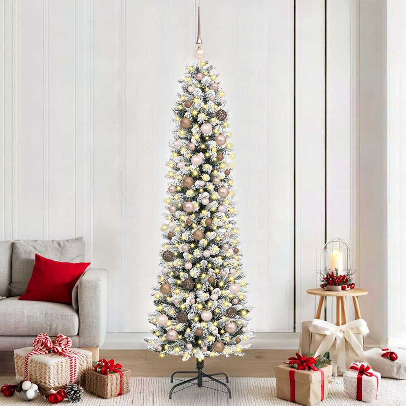 vidaXL Mű karácsonyfa 300 LED-del Fehér 210 cm PVC és Fém és Műanyag