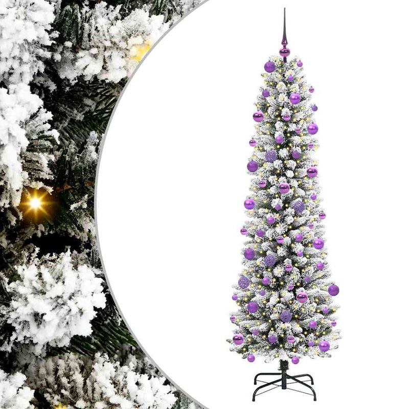 vidaXL Mű karácsonyfa Zöld és fehér 210 cm PVC és Fém és Műanyag