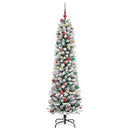 vidaXL Mű karácsonyfa Zöld és fehér 210 cm PVC és Fém és Műanyag