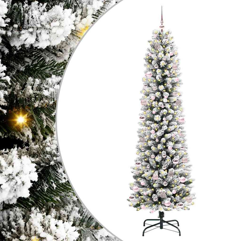 vidaXL Mű karácsonyfa Zöld és fehér 240 cm PVC és Fém és Műanyag