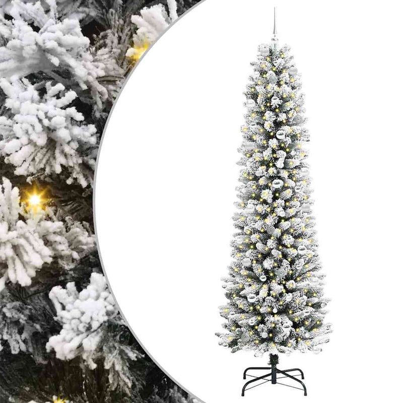 vidaXL Mű karácsonyfa Zöld és fehér 240 cm PVC és Fém és Műanyag
