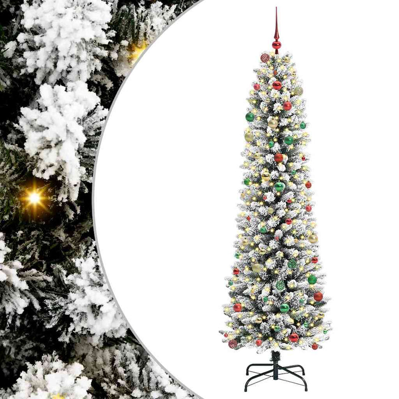 vidaXL Mű karácsonyfa Zöld és fehér 240 cm PVC és Fém és Műanyag