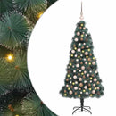vidaXL Mesterséges, elővilágított karácsonyfa labdákkal Zöld 120 cm