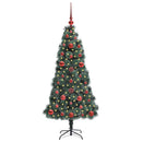 vidaXL Műfenyő világítással és gömbkészlettel Zöld 120 cm PET