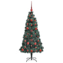 vidaXL Műfenyő világítással és gömbkészlettel Zöld 120 cm PET