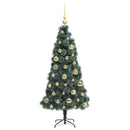 vidaXL Műfenyő világítással és díszekkel 150 LED-del Zöld 120 cm PET