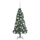 vidaXL Műfenyő világítással és gömbökkel 150 LED-del Zöld 120 cm PET