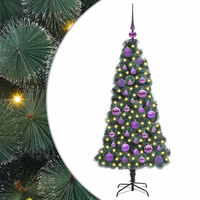 vidaXL Mesterséges, világítós karácsonyfa labdával készletben 120 cm
