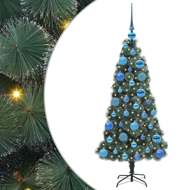 vidaXL Mesterséges, előre díszített karácsonyfakészlet gömbökkel