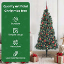 vidaXL Műfenyő előre világítva gömbökkel 150 LED-del Zöld 150 cm PET
