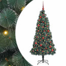 vidaXL Műfenyő előre világítva gömbökkel 150 LED-del Zöld 150 cm PET