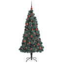 vidaXL Műfenyő előre világítva gömbökkel 150 LED-del Zöld 150 cm PET