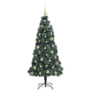 vidaXL Műfenyő világítással és díszgömb készlettel Zöld 150 cm PET