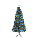 vidaXL Műfenyő LED fényekkel, gömb szettel 150 LED-del Zöld 150 cm PET