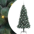 vidaXL Műfenyő LED világítással és gömbszettel Zöld 180 cm PET