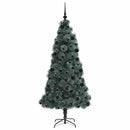 vidaXL Műfenyő elágazó karácsonyfával labdaszettel Zöld 210 cm PET