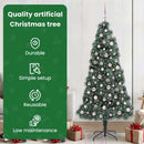 vidaXL Műfenyő világítással és gömbszettel 300 LED-del Zöld 210 cm PET