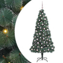 vidaXL Műfenyő világítással és gömbszettel 300 LED-del Zöld 210 cm PET
